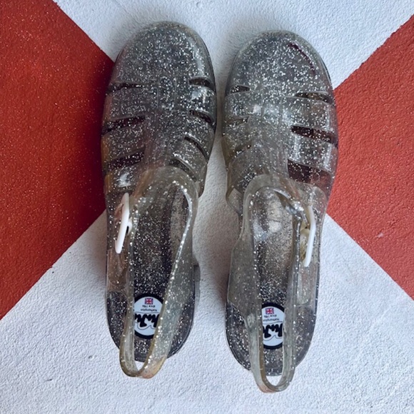 Women’s 90’s Vintage JuJu Jelly Silver Glitter Sandal with Chunky Heel; UK 7 - Picture 6 of 15